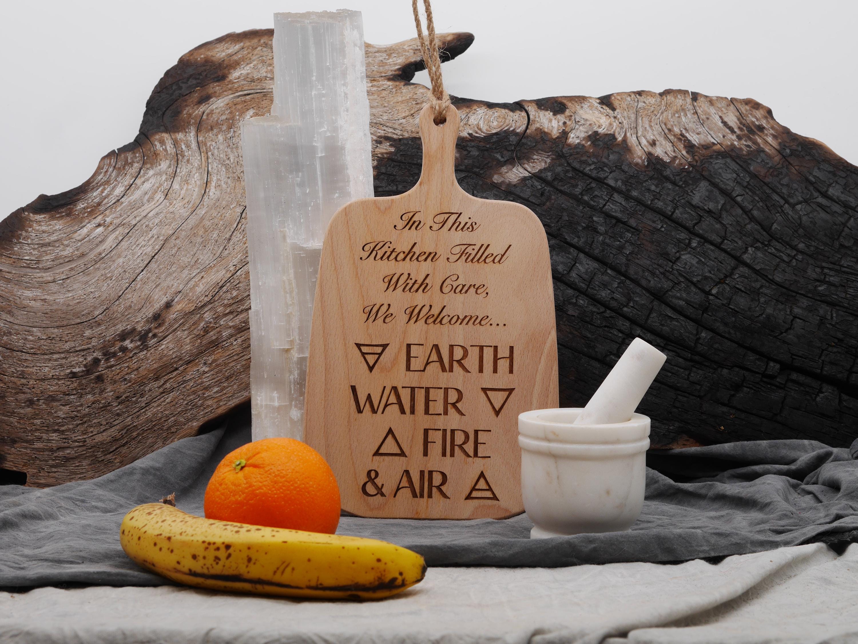 Kitchen Witch Cutting Board: Calling the Corners - Blessing - Decor