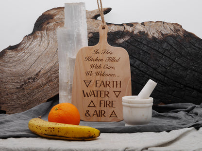 Kitchen Witch Cutting Board: Calling the Corners - Blessing - Decor