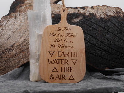 Kitchen Witch Cutting Board: Calling the Corners - Blessing - Decor