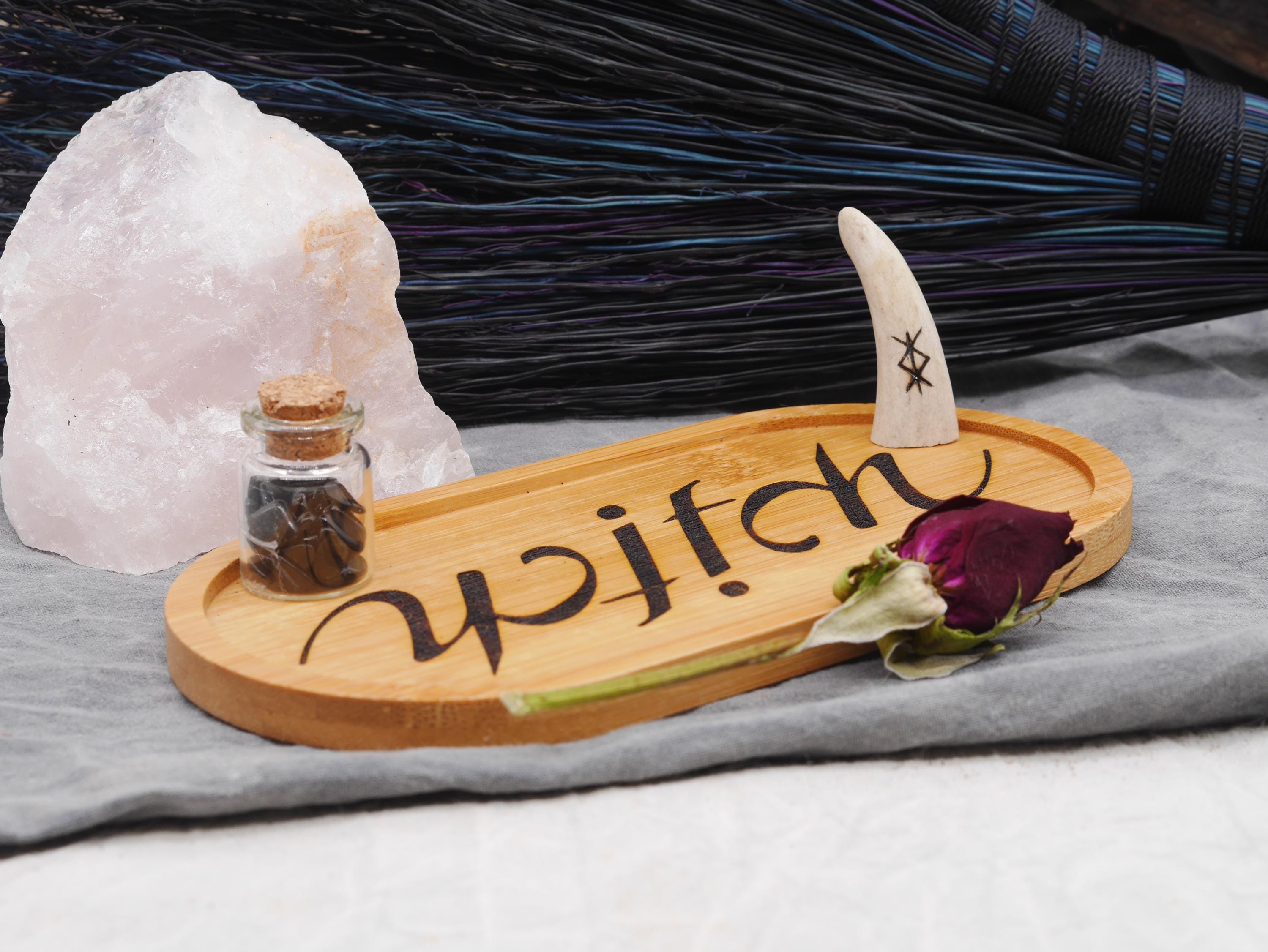 Bamboo WITCH Altar Tray / Trinket Holder