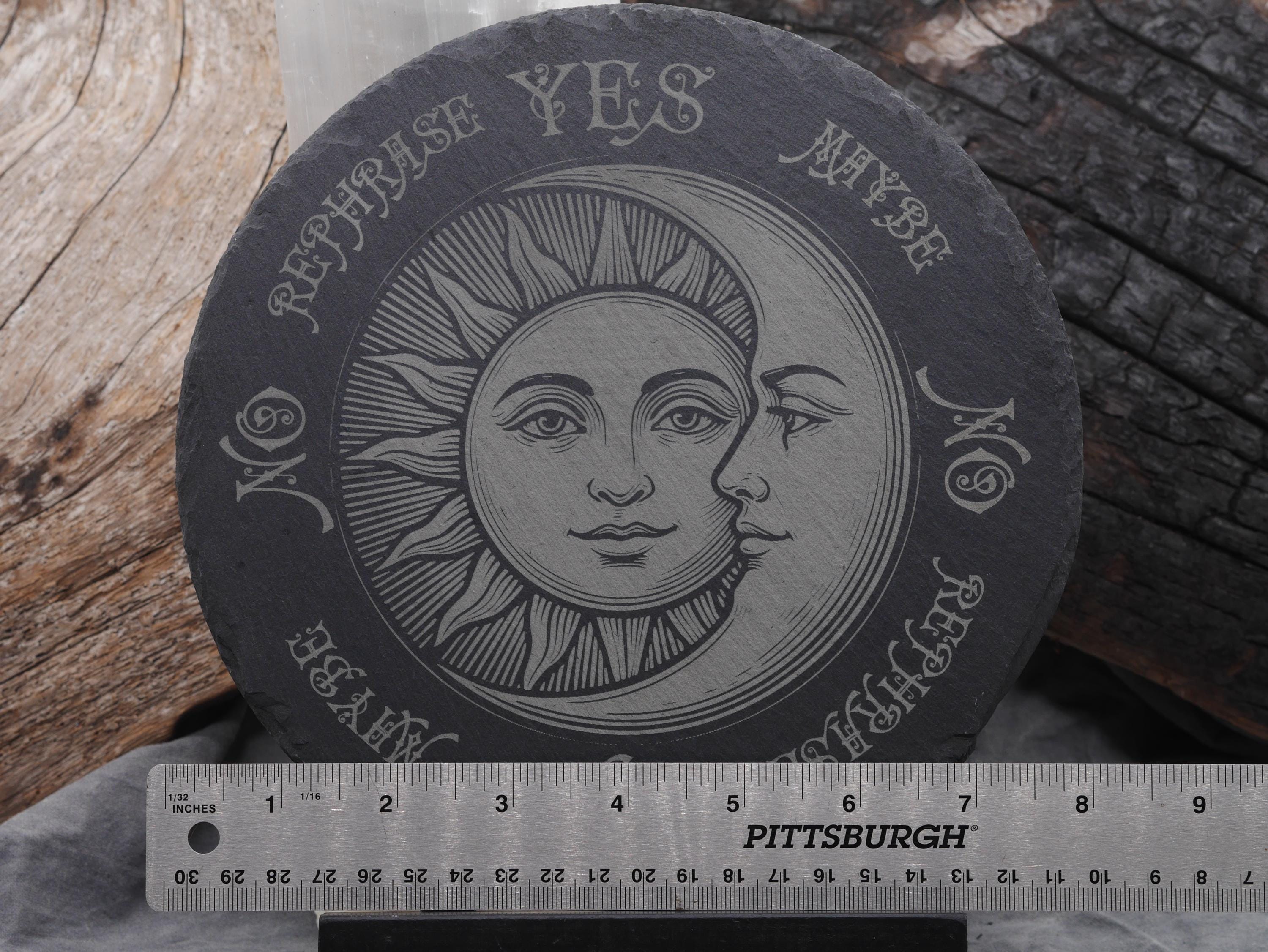 Bohemian Sun &amp; Moon Pendulum Board on Natural Slate -Divination - Altar Piece
