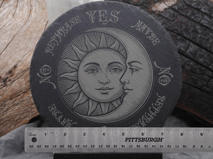 Bohemian Sun &amp; Moon Pendulum Board on Natural Slate -Divination - Altar Piece