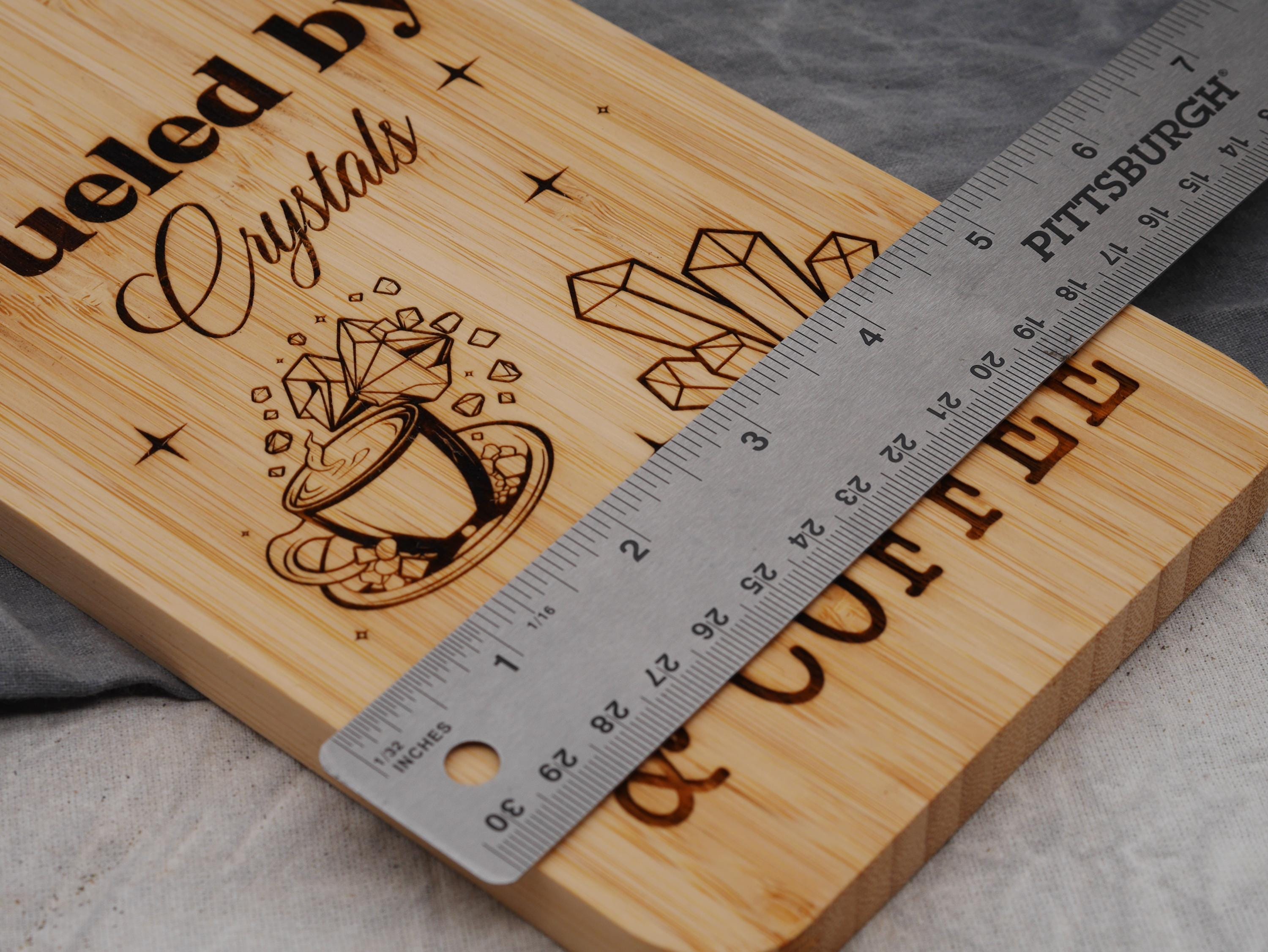 Fueled by Crystals and Coffee - Small Bamboo Cutting Board - Witchy Decor