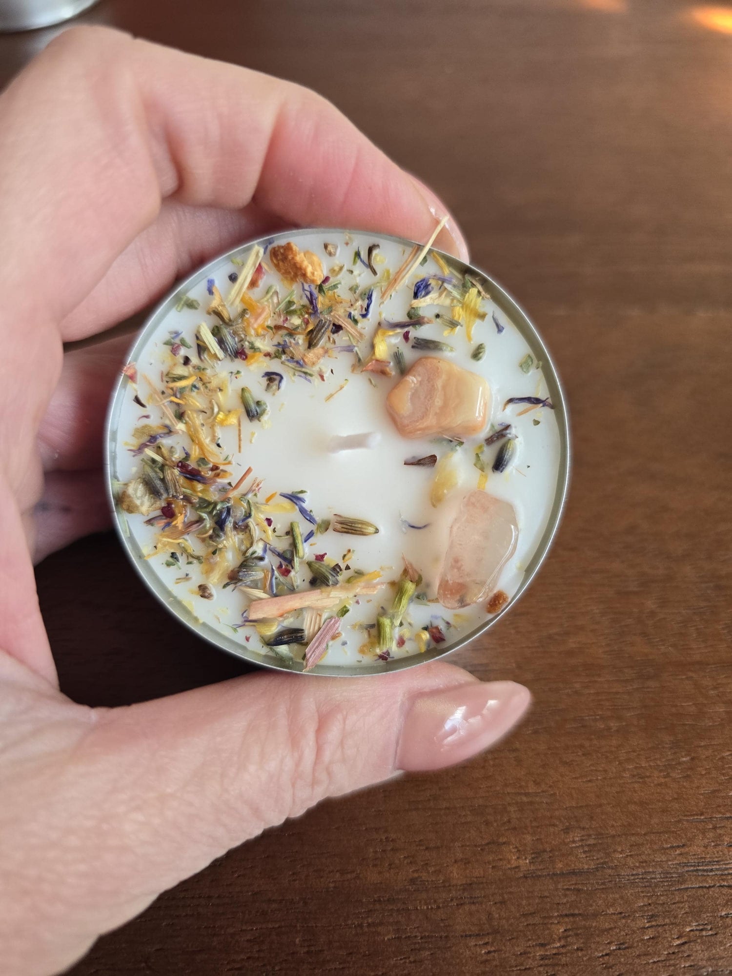 JUMBO Intention Tea Lights | Dressed Ritual Candles with Herbs &amp; Crystals