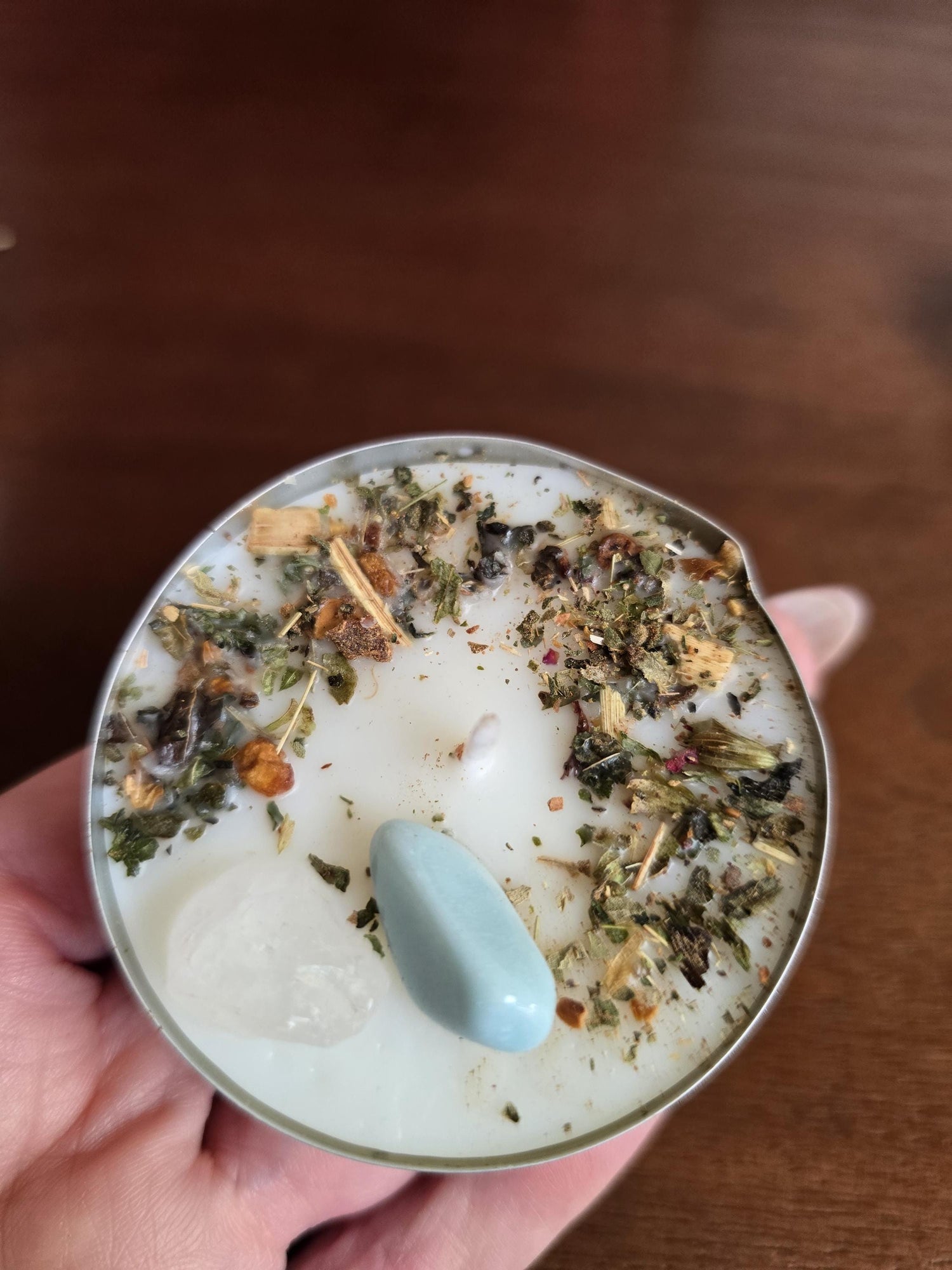 JUMBO Intention Tea Lights | Dressed Ritual Candles with Herbs &amp; Crystals