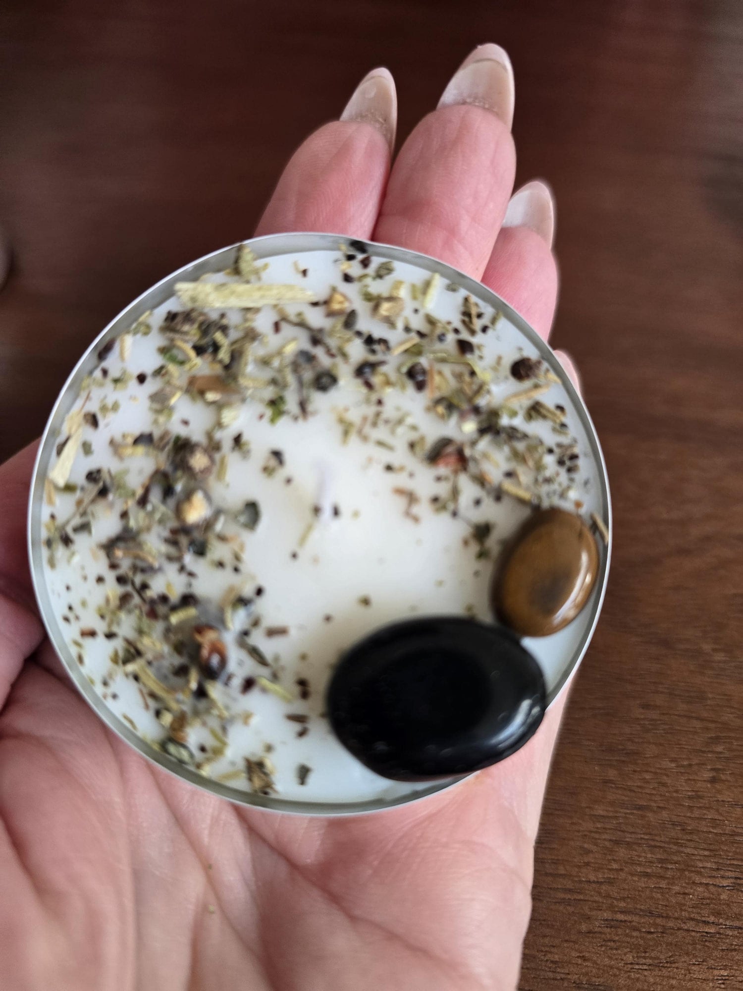 JUMBO Intention Tea Lights | Dressed Ritual Candles with Herbs &amp; Crystals