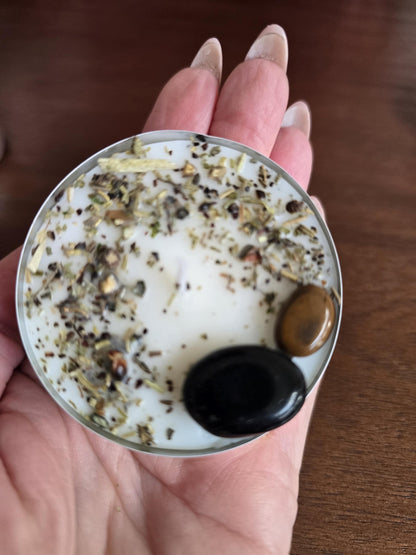 JUMBO Intention Tea Lights | Dressed Ritual Candles with Herbs &amp; Crystals