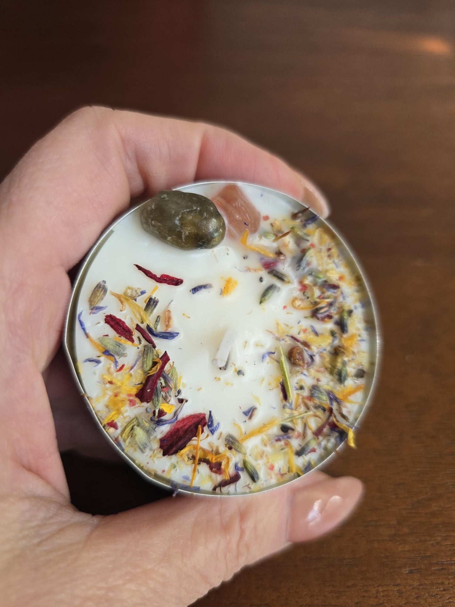 JUMBO Intention Tea Lights | Dressed Ritual Candles with Herbs &amp; Crystals