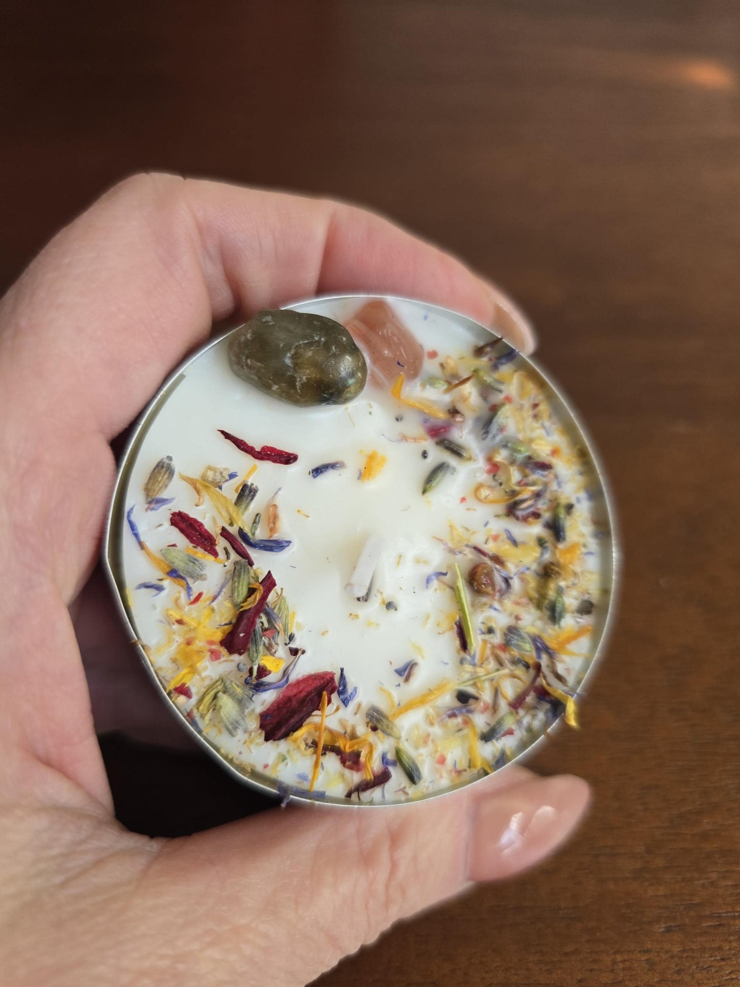JUMBO Intention Tea Lights | Dressed Ritual Candles with Herbs &amp; Crystals