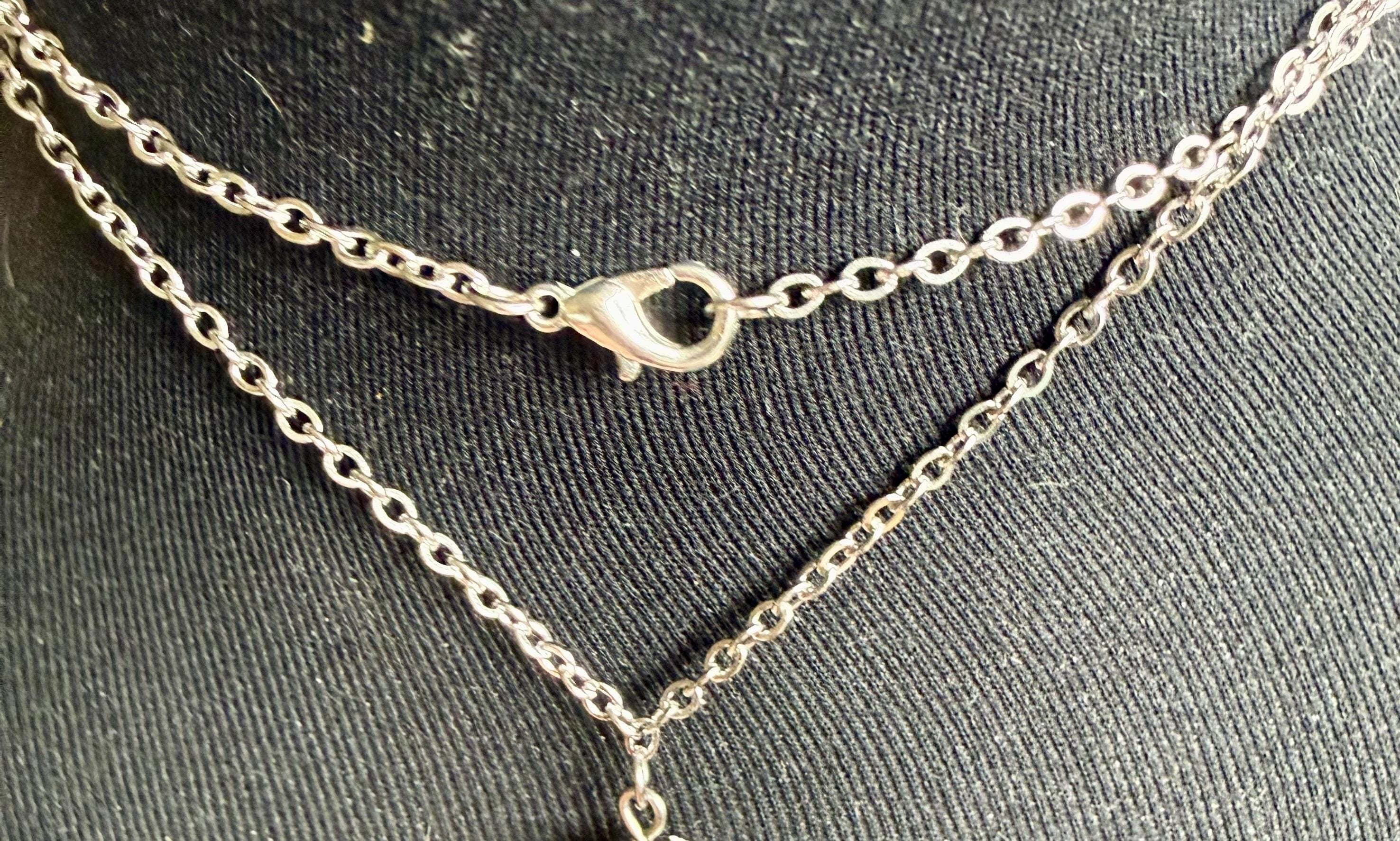 Triple Moon Goddess Pendant Necklace with Labradorite and Moonstone Beads.