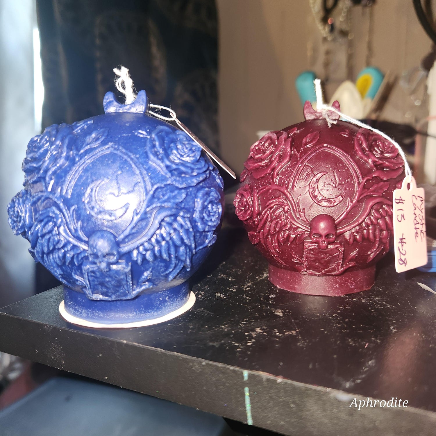 Rose, Skull and Crescent Moon candle – Mystic candle