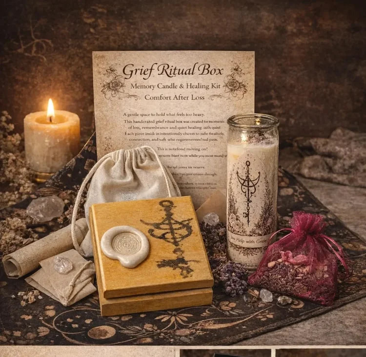 Grief Ritual Box – Remembrance &amp; Healing Kit | Memory Candle, Altar Tools, Sympathy Gift