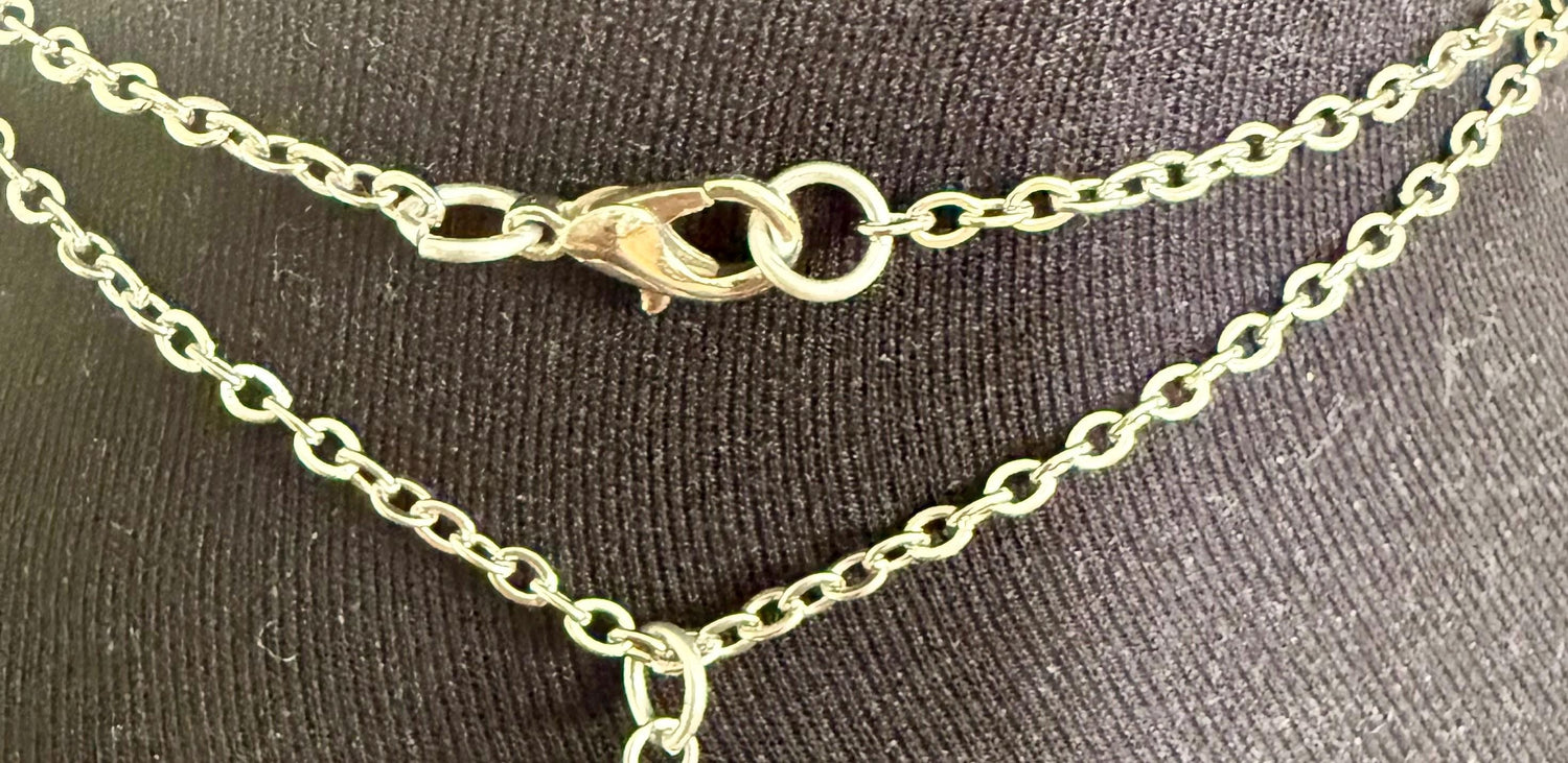 Celtic Triquetra Pendant Necklace with Moss Agate and Obsidian Beads.