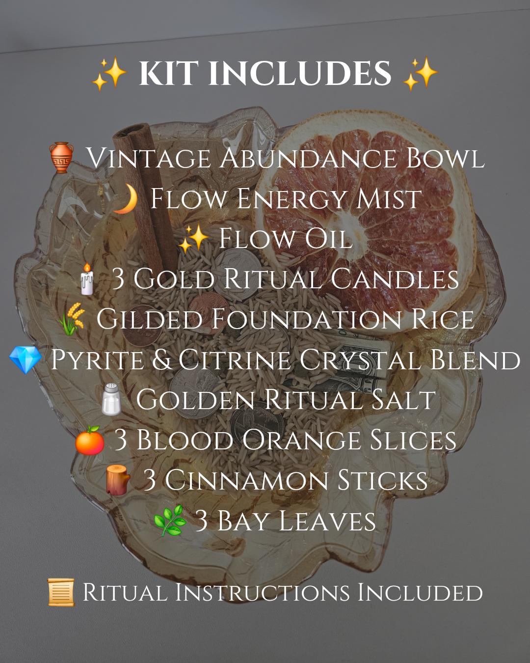 Vintage Amber Carnival Glass Abundance Bowl Kit | Prosperity Ritual Set, Wealth Manifestation Altar