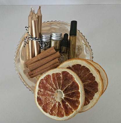 Vintage Amber Carnival Glass Abundance Bowl Kit | Prosperity Ritual Manifestation Altar