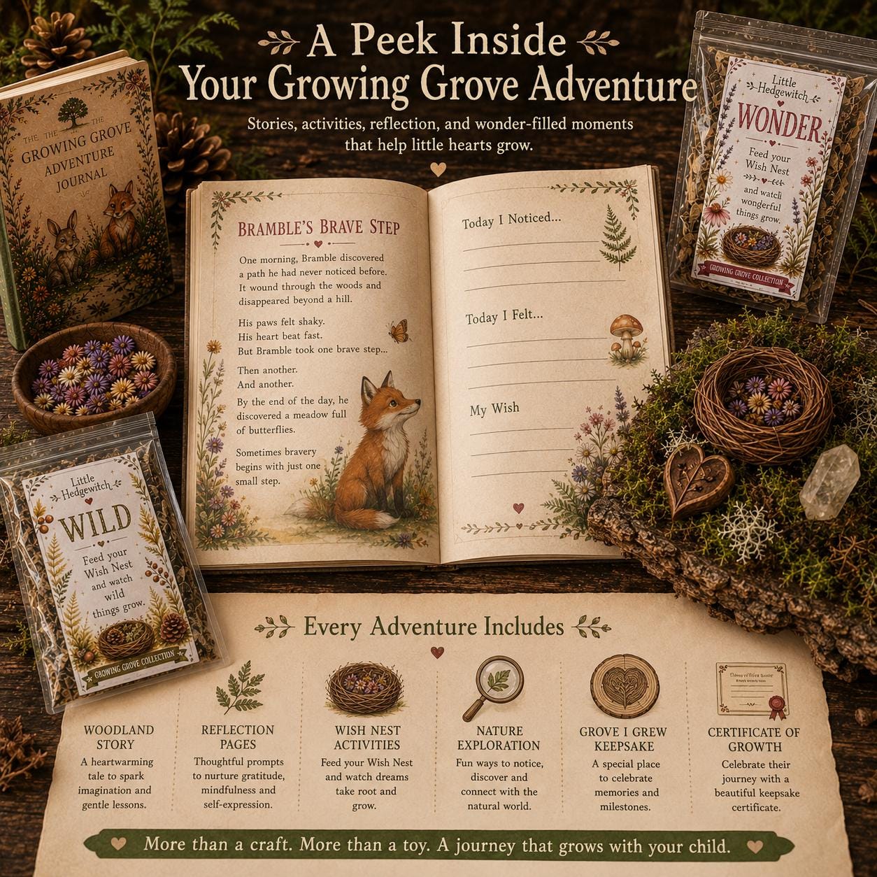 Kindness in Bloom Adventure Kit | Kindness Empathy Activity for Kids | Deer Companion Gift | Growing Grove Collection | Nature Gift For Kid