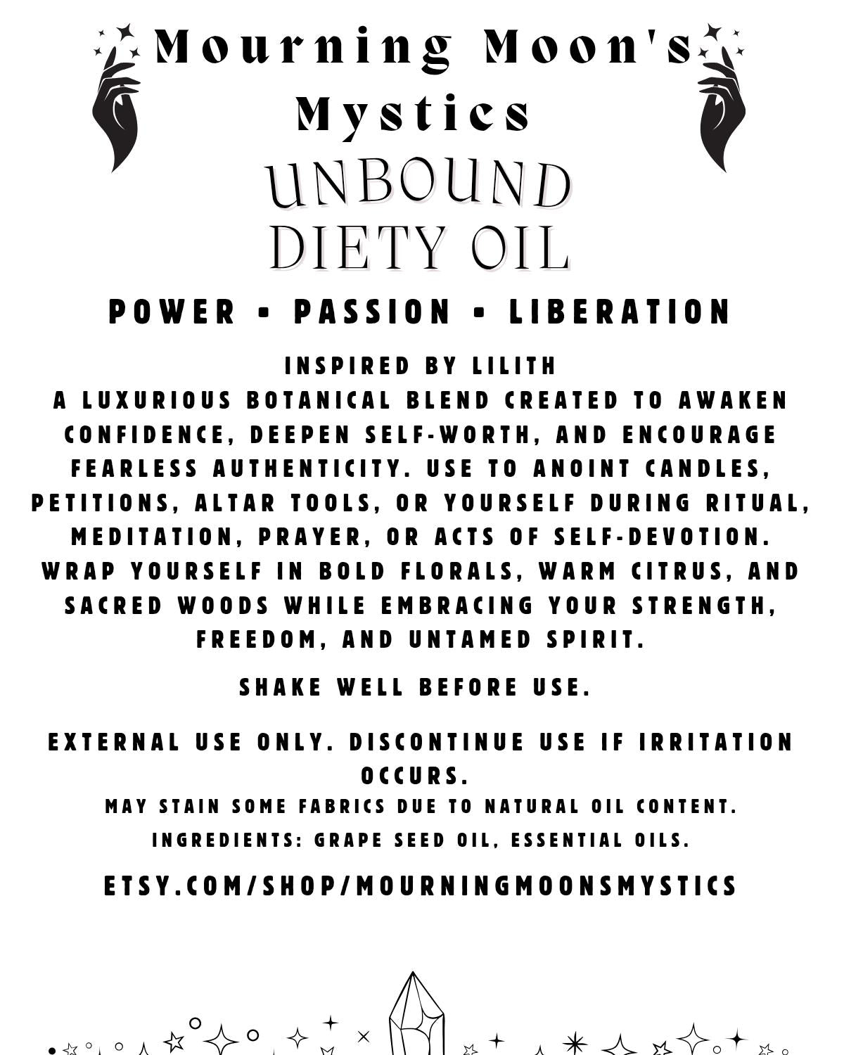 Unbound Ritual Collection | Botanical Milk Bath | Ritual Oil | Energy Mist | Inspired by Lilith | Spiritual Self-Care | Pagan Gift