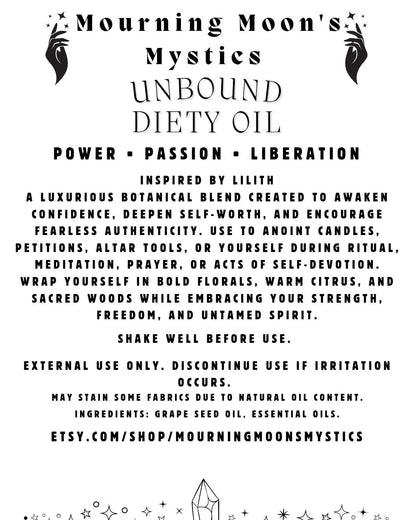 Unbound Ritual Collection | Botanical Milk Bath | Ritual Oil | Energy Mist | Inspired by Lilith | Spiritual Self-Care | Pagan Gift
