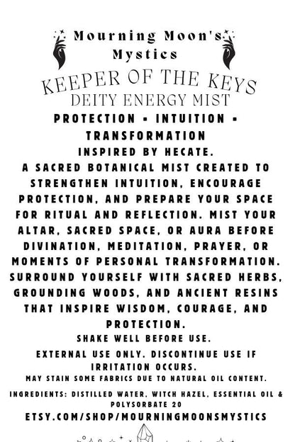 Keeper of the Keys Ritual Collection | Hecate Inspired Botanical Milk Bath, Oil, Mist