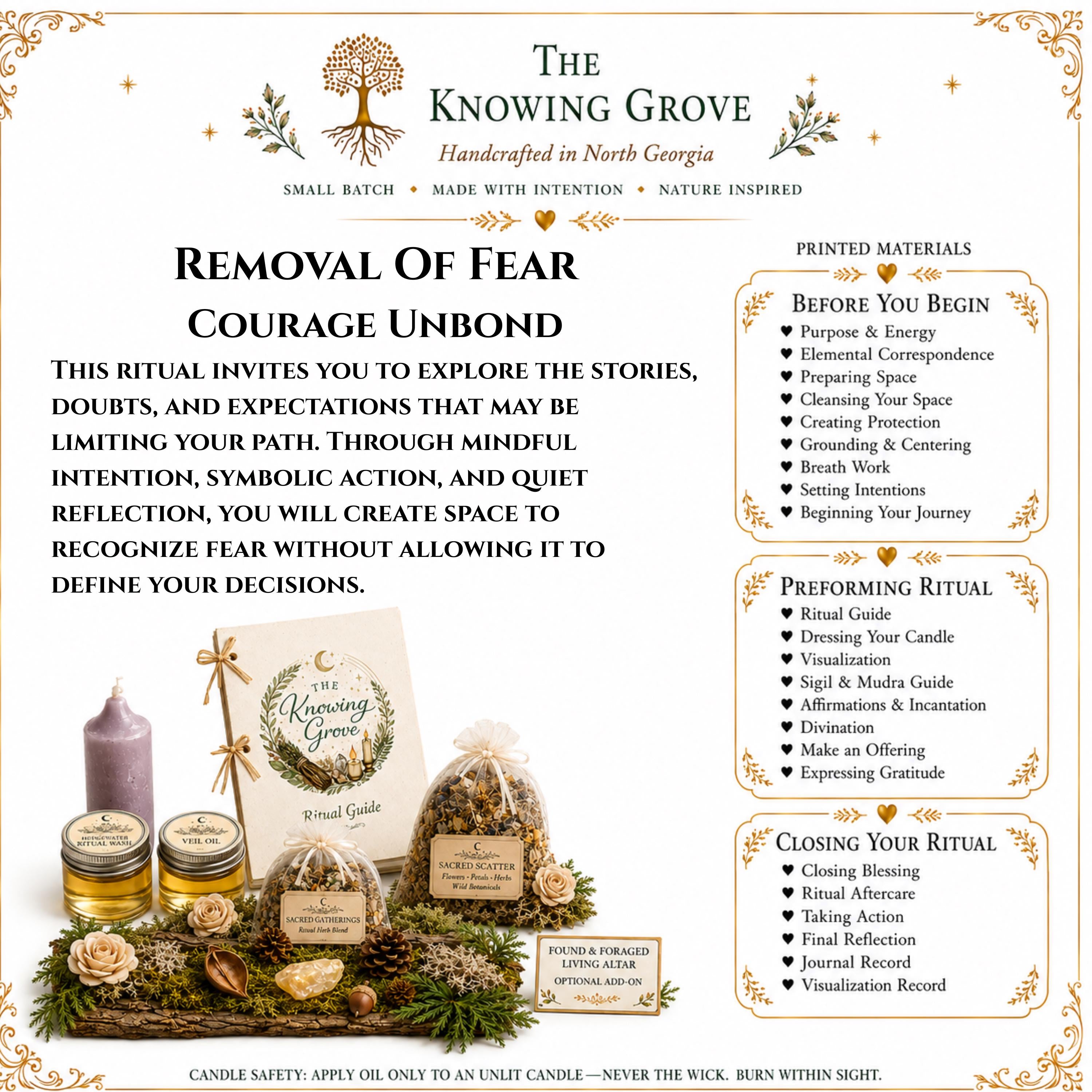 Courage Ritual Kit, Natural Homegrown Herbs, Ethical Witchcraft, Inner Strength Spell (Printed + Digital)