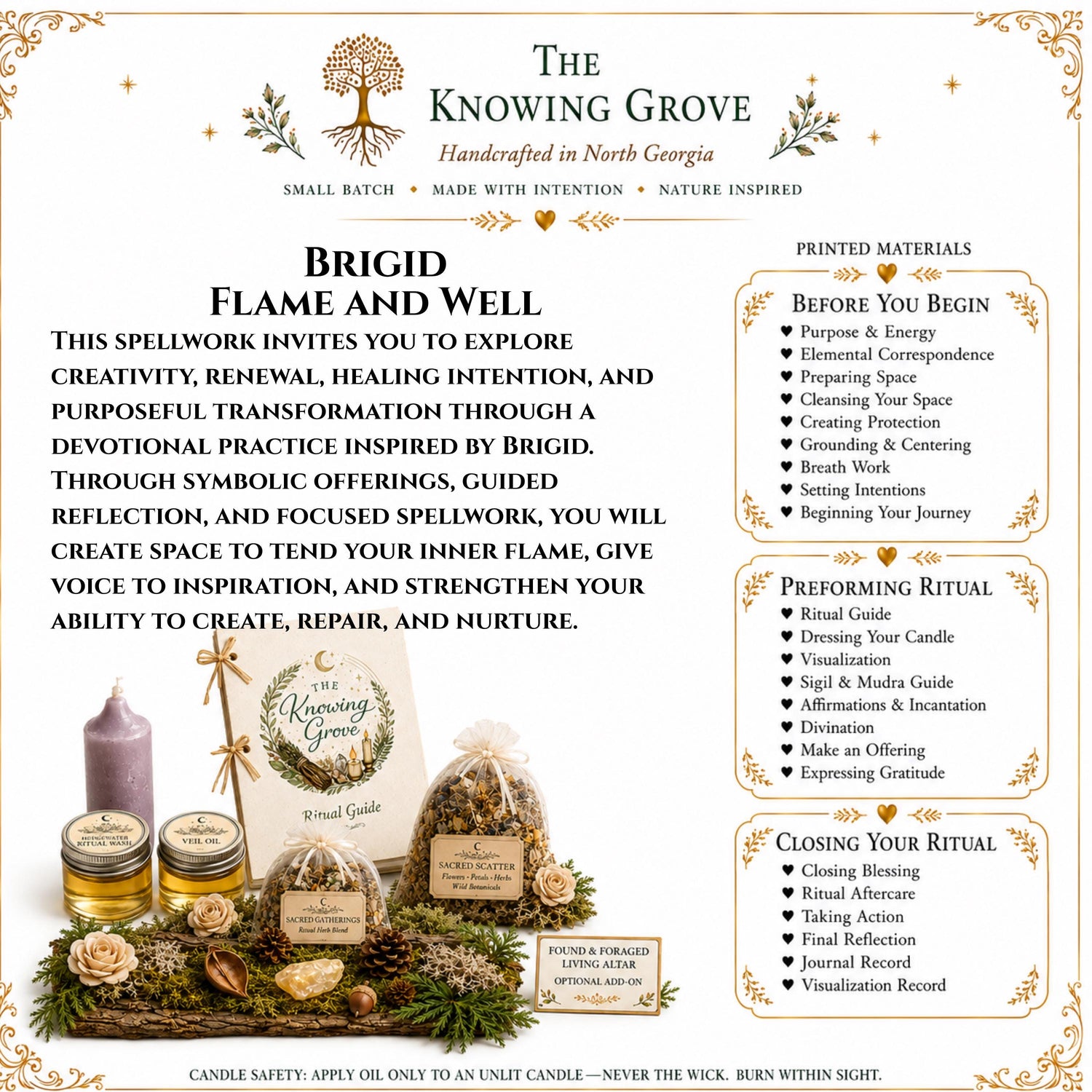 Brigid Spell Kit, Hearth Fire and Healing Spellwork, Poetry, Creativity and Smithcraft, Celtic Goddess Altar Tools, Witchcraft for Beginners