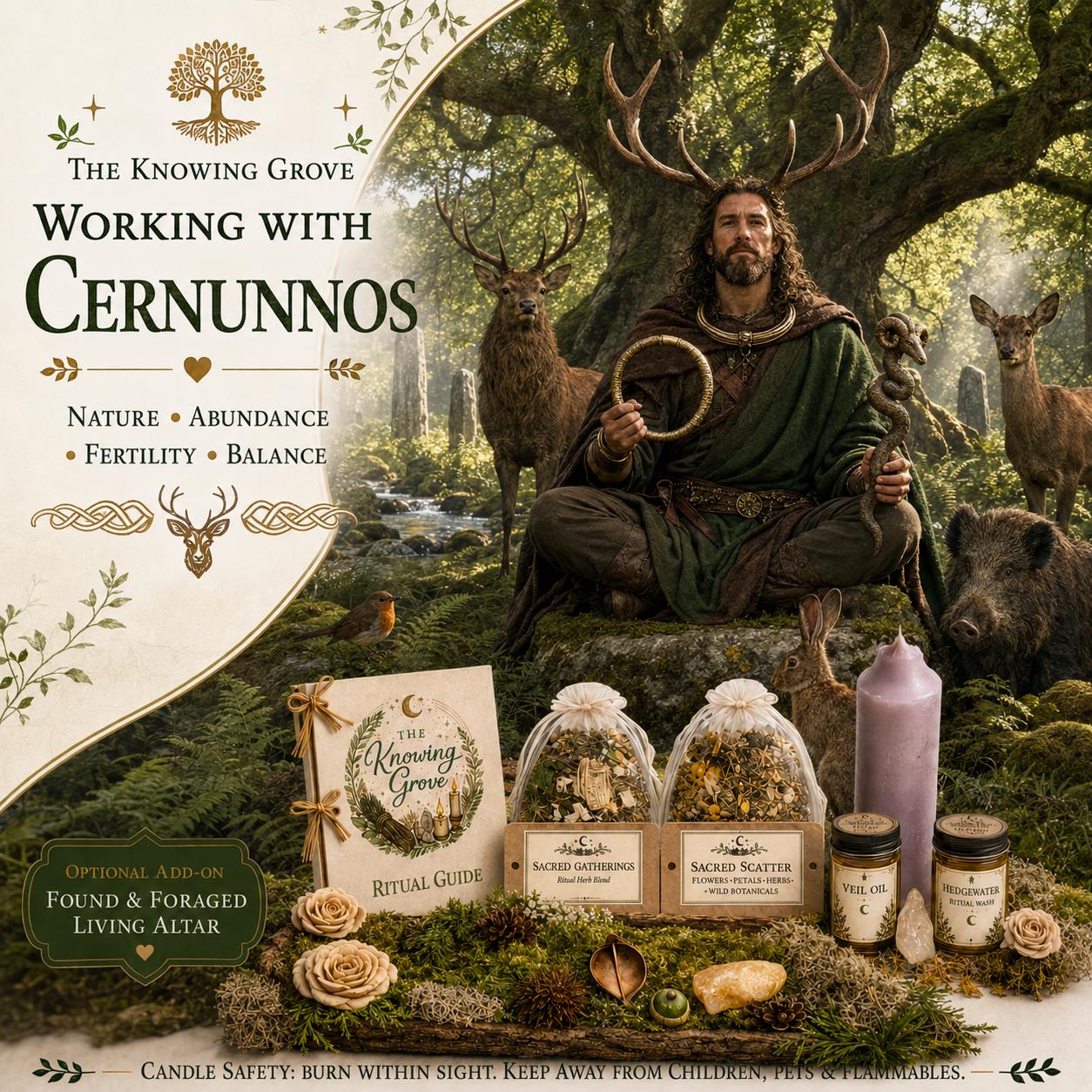 Cernunnos Spell Kit, Nature and Abundance Spellwork, Wildlife and Grounding Magic, Celtic Horned God Altar Tools, Witchcraft for Beginners