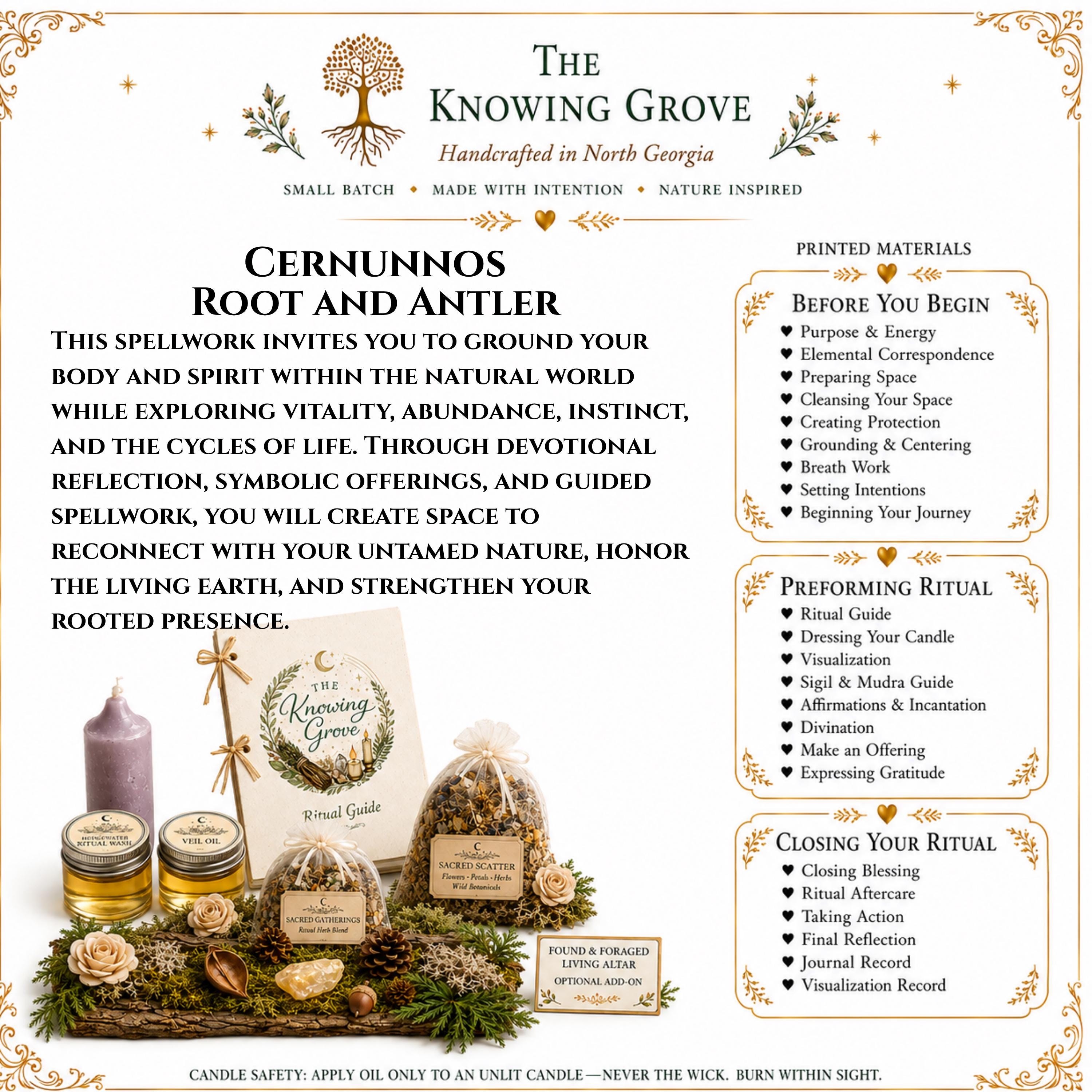 Cernunnos Spell Kit, Nature and Abundance Spellwork, Wildlife and Grounding Magic, Celtic Horned God Altar Tools, Witchcraft for Beginners