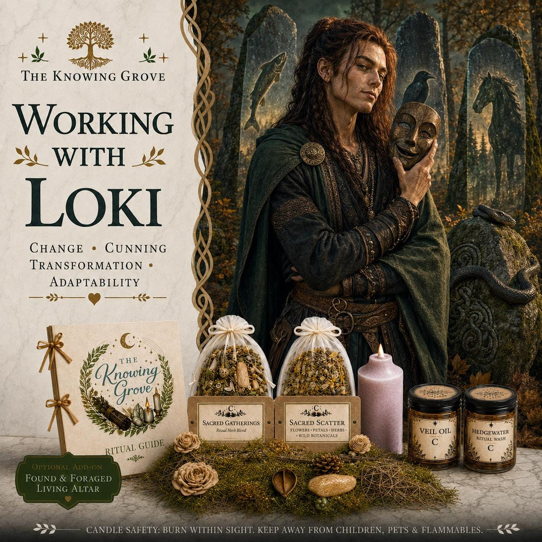 Loki Spell Kit, Change and Transformation Spellwork, Shadow Work, Norse Pagan Deity Altar Tools, Trickster Magic, Beginner Witchcraft Kit