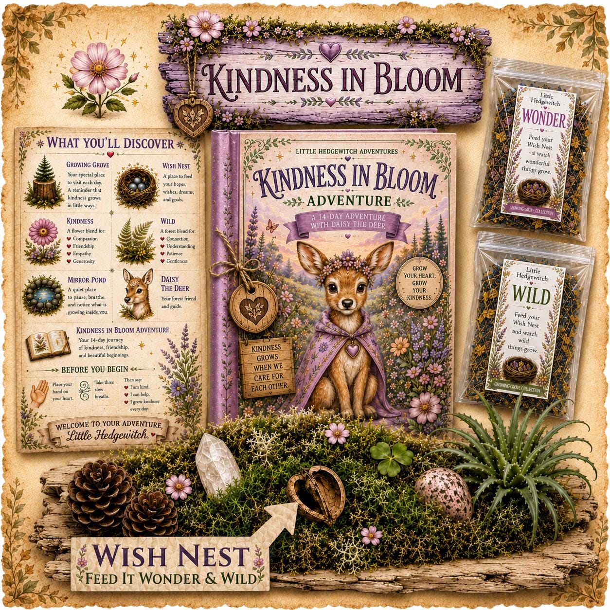 Kindness in Bloom Adventure Kit | Kindness Empathy Activity for Kids | Deer Companion Gift | Growing Grove Collection | Nature Gift For Kid