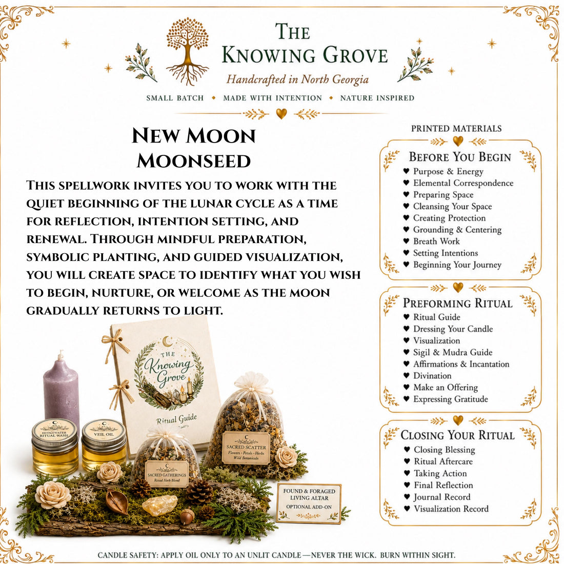 New Moon Spell Kit | Intention Setting, Lunar Cycle Rituals (PDF)