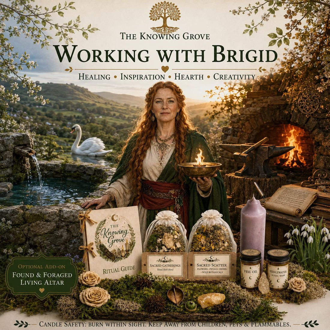 Brigid Spell Kit, Hearth Fire and Healing Spellwork, Poetry, Creativity and Smithcraft, Celtic Goddess Altar Tools, Witchcraft for Beginners