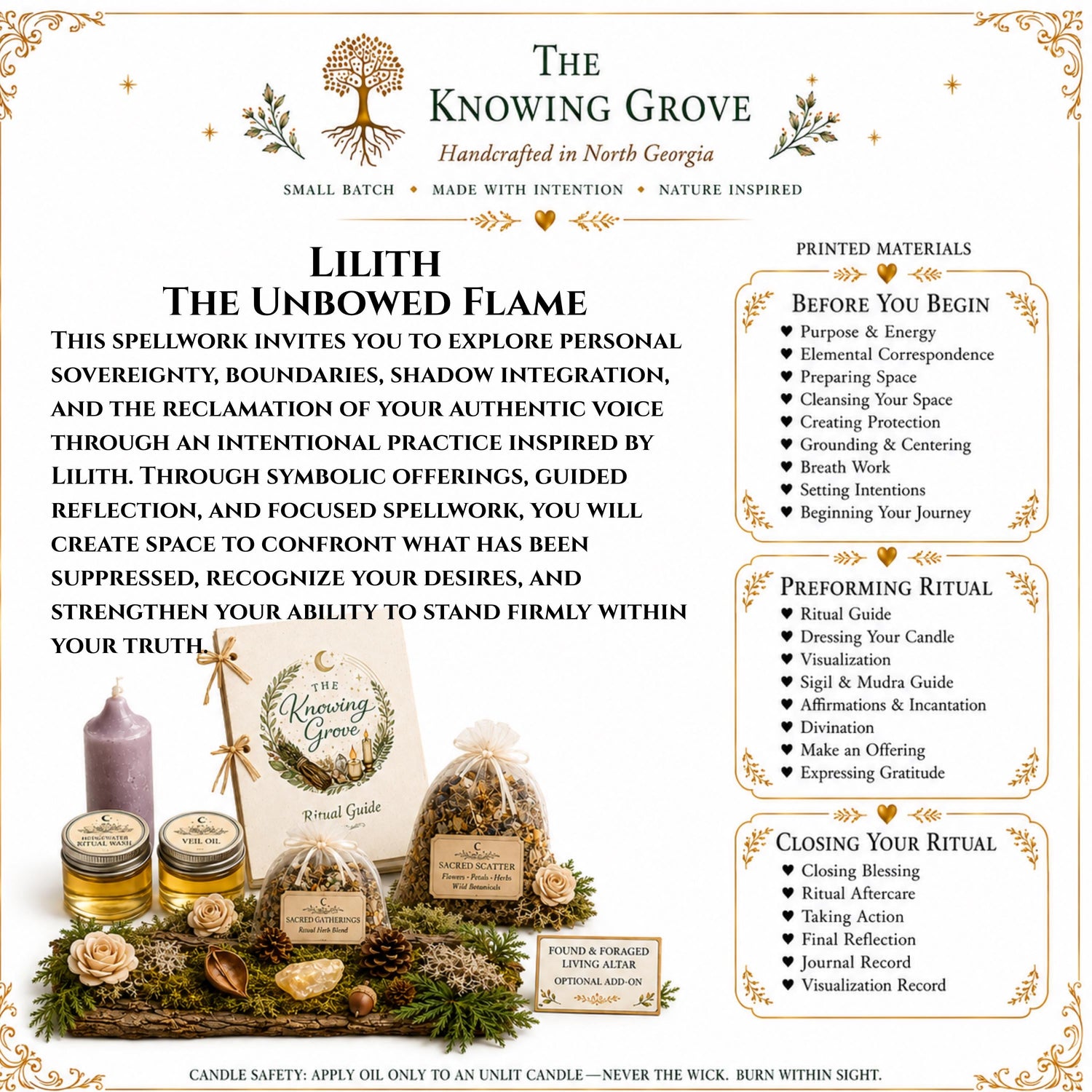 Lilith Spell Kit, Shadow Work and Personal Power Spellwork, Independence, Boundaries, Dark Feminine Altar Tools, Beginner Witchcraft Kit