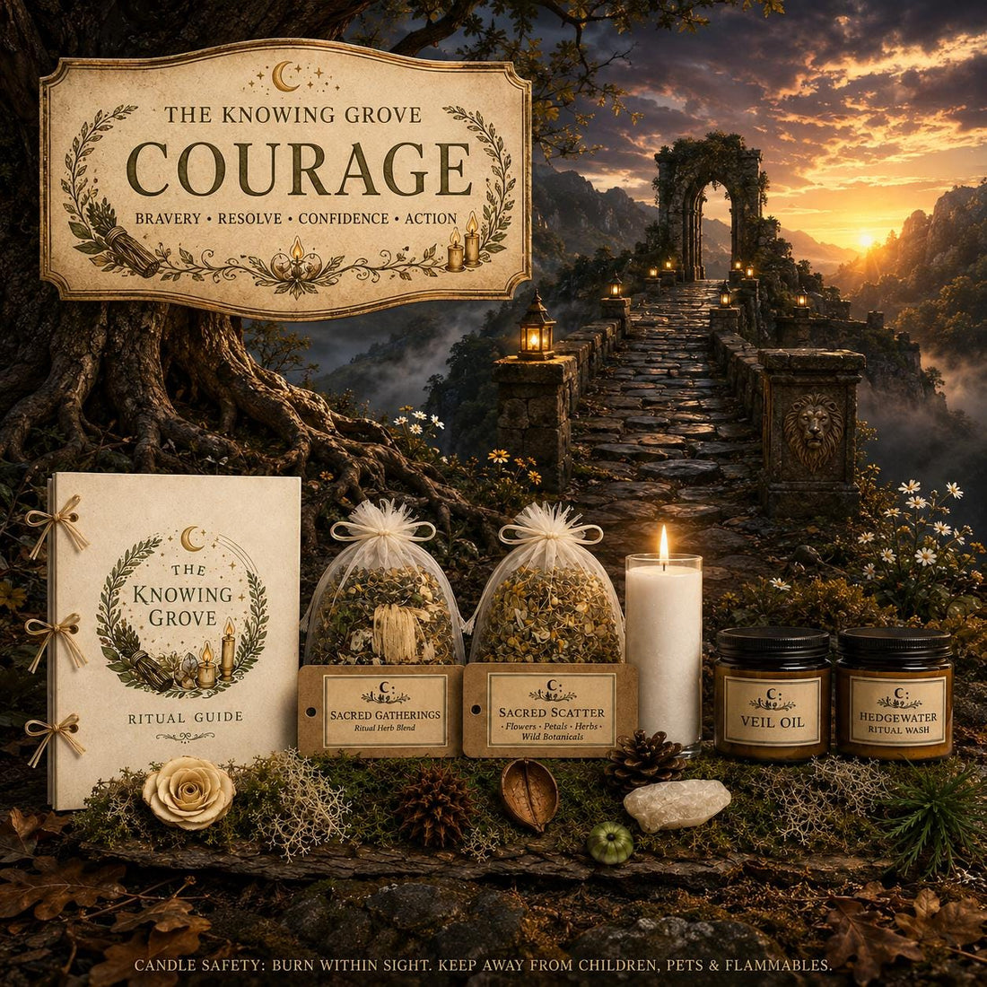 Courage Ritual Kit, Natural Homegrown Herbs, Ethical Witchcraft, Inner Strength Spell (Printed + Digital)