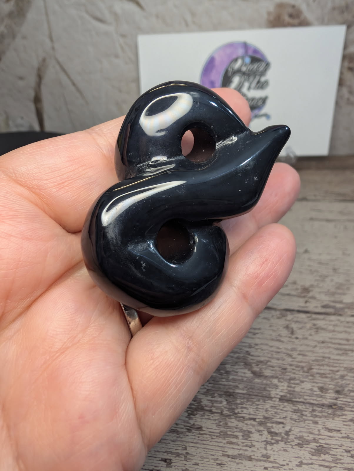 Black Agate carved snake