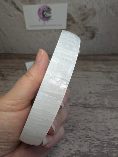 Satin Spar/Selenite crescent Moon charging plate
