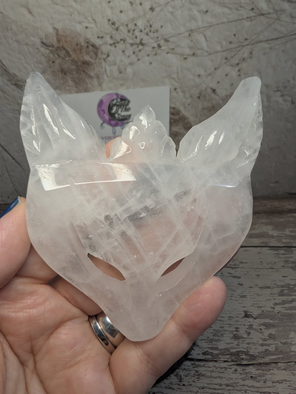 Clear Quartz Fox Mask carving dish