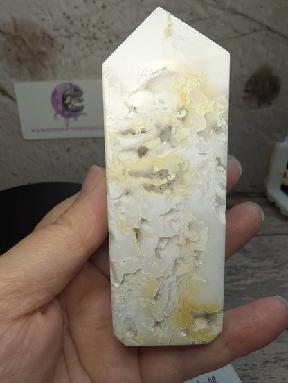 Snow Quartz druzy Obelisk