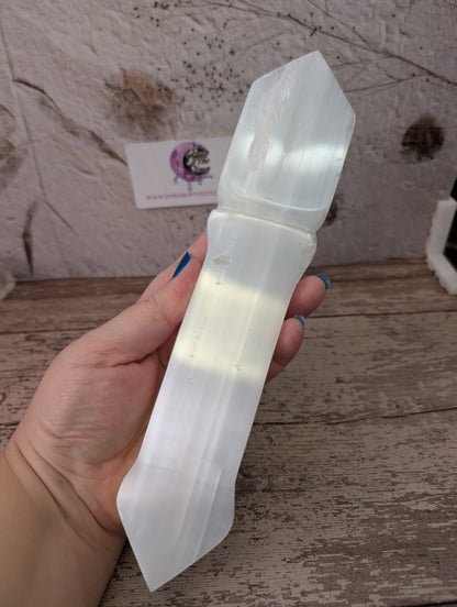 Satin Spar etched chakra dagger