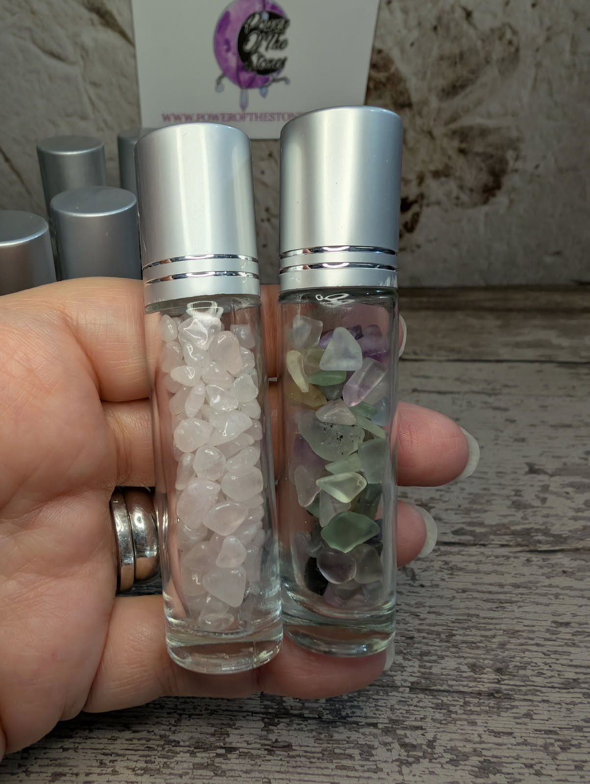 Crystal chip roller bottle set