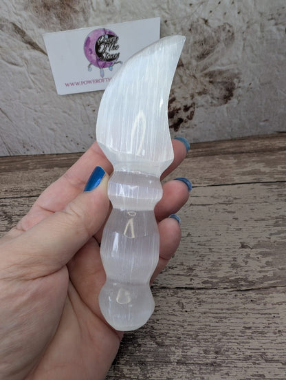 Satin Spar carved dagger