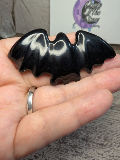 Black Obsidian small Bat carving