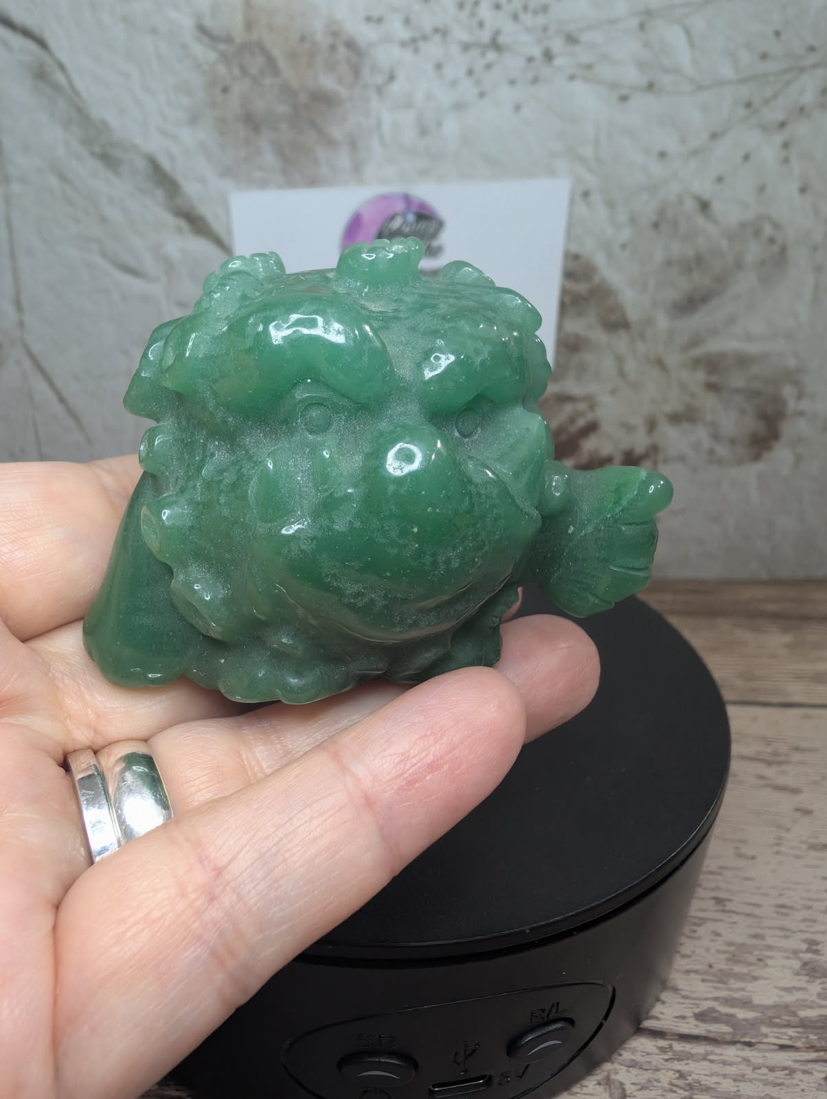 Green Aventurine monster carving