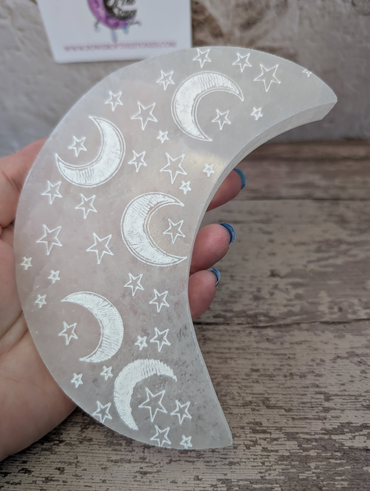 Satin Spar etched Moon plate