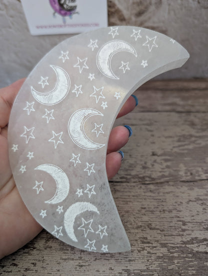 Satin Spar etched Moon plate