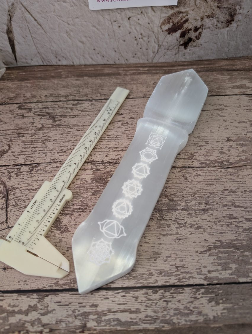 Satin Spar etched chakra dagger