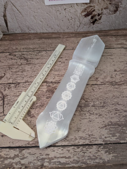 Satin Spar etched chakra dagger