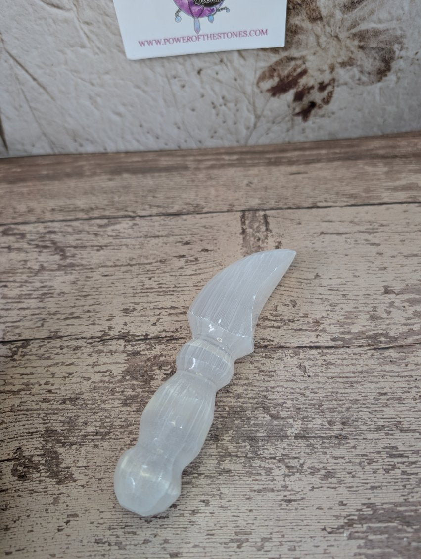 Satin Spar carved dagger