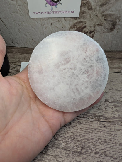 Satin Spar round charging plate