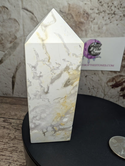 Snow Quartz druzy Obelisk