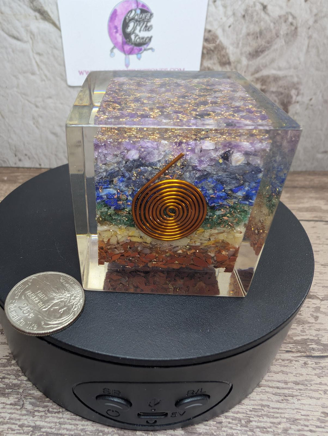 Chakra chip Orgonite cube